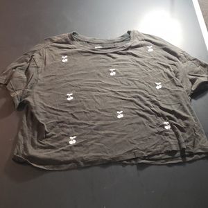 Gray Cropped T Shirt